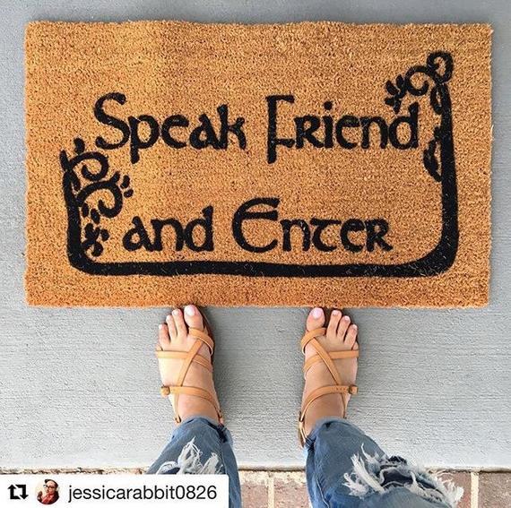 JRR Tolkien quote Speak Friend and Enter TREES doormat book lover nerd gift front porch home decor eco friendly outdoor All weather