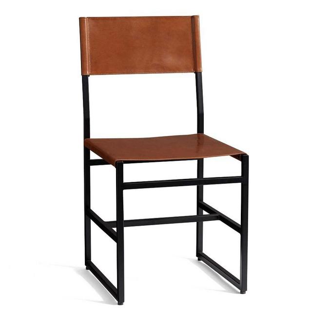 Hardy Leather Dining Chair, Bronze/Saddle Tan Leather