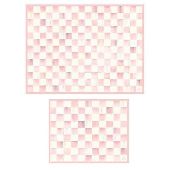 MACKENZIE-CHILDS Set of 2 Tempered Glass Cutting Boards, Countertop Cutting Boards, Pink-and-White Rosy Check