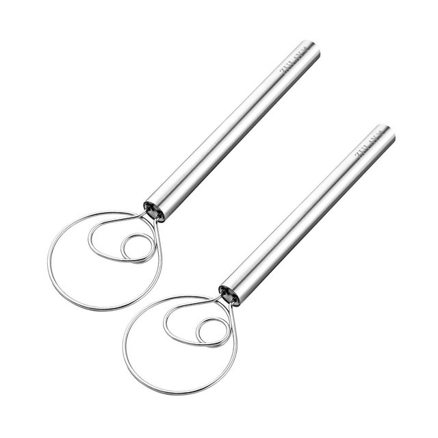 Zulay Kitchen 3 Inch Danish Dough Whisk 2 Pack Stainless Steel Whisk