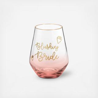 Love You More Blushing Bride Wine Glass