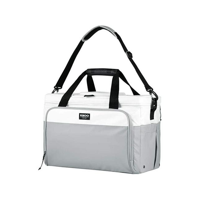 Igloo Coast 36 Can Durable, Compact & Adjustable Insulated Leak Proof 36 Cooler Duffel Bag, White and Gray