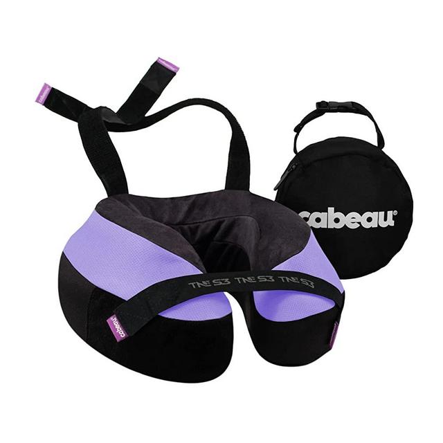 Cabeau The Neck's Evolution, TNE S3 Travel Neck Pillow 360-Degree Head Support. Memory Foam Pillow with Seat Strap Attachment, Ear Plugs, & Carrying Case for Comfort on The Go - Paris Lavender