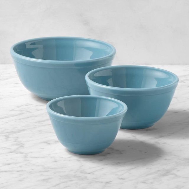 Mosser Glass Panel Batter Bowls, Set of 3, Georgia Blue