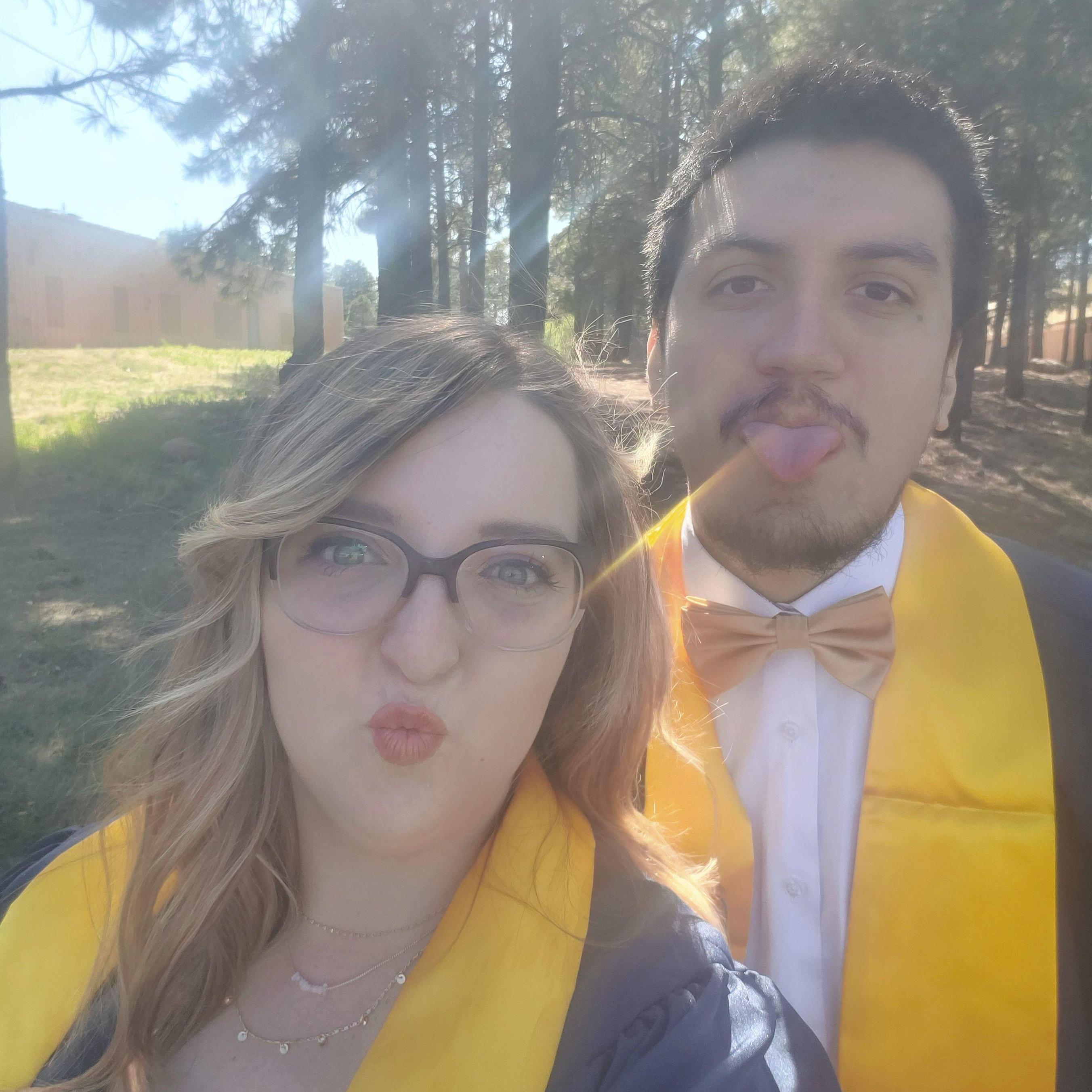 Dominic and I met at NAU, but the pandemic delayed both our graduations. I graduated in Dec. 2020 and Dominic graduated in May 2021. We were so happy we got to walk together in May 2022!