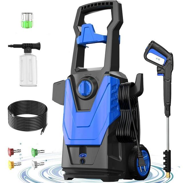 DECOKTOOL Electric Pressure Washer, 4800PSI Max 3.0GPM Power Washer Electric Powered with 20FT Hose, 35FT Power Cord, 4 Nozzles Foam Cannon High Pressure Washer for Car Patio Garden Fences(Bule)