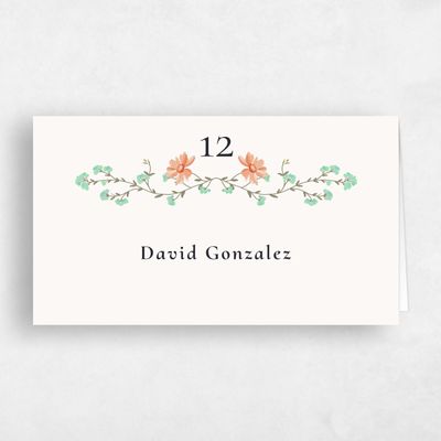Beige Wedding Place Card - Papillon