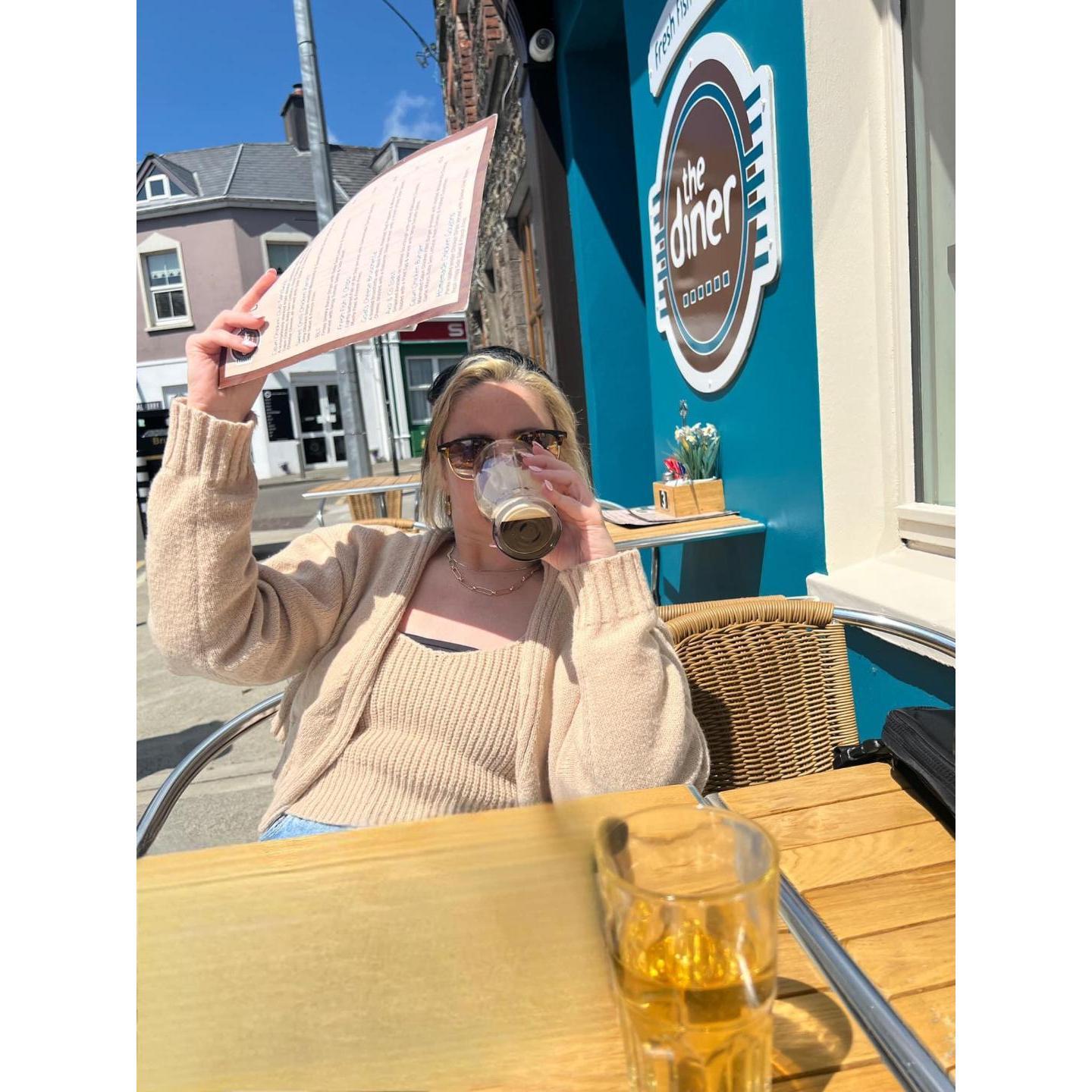 Lunch and a Guinness at a cafe in Dingle