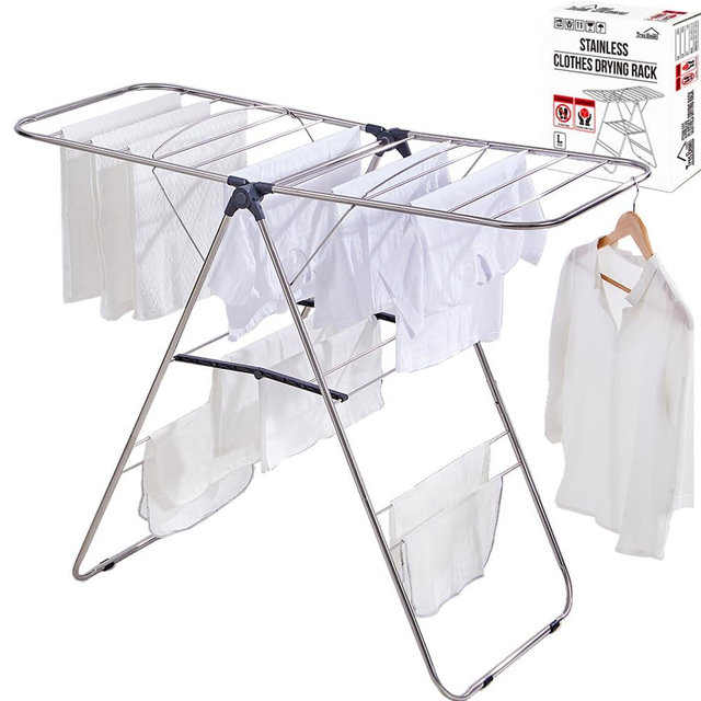 TRES BELLE 25NEW Stainless Steel Clothes Drying Rack(L)–Foldable,Lightweight,Anti-Slip Elastic Rods,Made in Korea,Indoor & Outdoor Use,Rust-Resistant,Towels Drying,Underwear,Baby Clothes–L Sizes