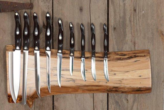 Live Edge Spalted Maple Magnetic  Knife Holder / built to order