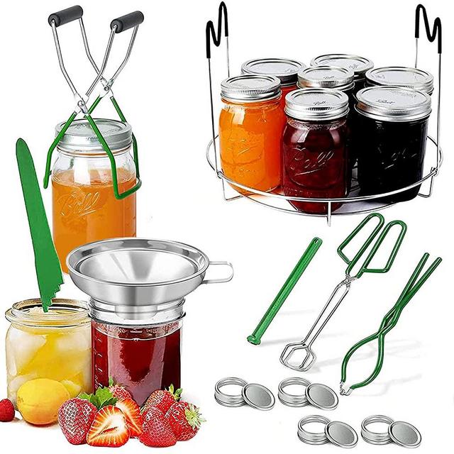 Canning Kit,11pcs Canning Supplies starter kit Include Stainless Steel Steam Rack,Canning Funnel, Jar Lifter, Jar Wrench, Lid Lifter, Canning Tongs, Bubble Remover Tool for Mason Jars Canning Pot