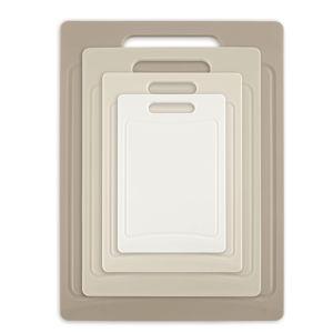 COOK WITH COLOR Non-Slip Cutting Board Set – Kitchen Essentials with Easy Grip Handle for Meat, Veggies, and Fruits, 4 Cutting Boards, Brown