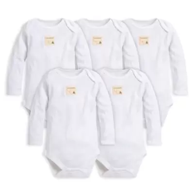 Burt's Bees Baby® Size 0-3M 5-Pack Organic Cotton Long Sleeve Bodysuit in Cloud