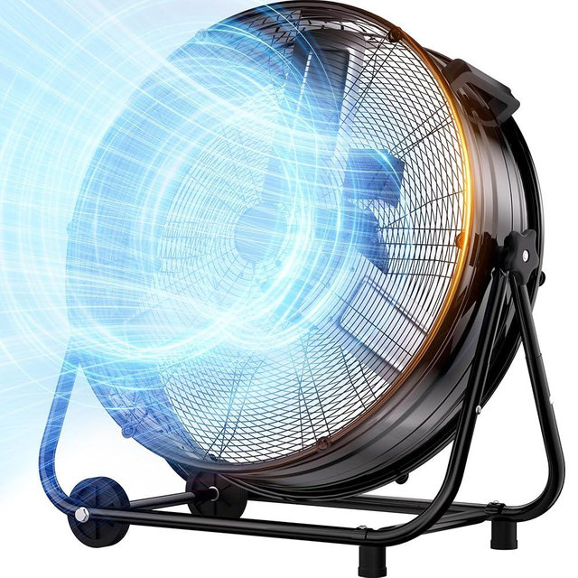 SUNGDOGIN 31 Inch High Velocity Heavy Duty Metal Drum Fan,14000 CFM Industrial Floor Fan With 360°Adjustable Tilt,Outdoor Standing Fan with 3 Speed,Electric Fan For Commercial,Factory,Basement(Black)
