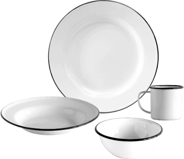 Dinnerware Set, 16-Piece, White & Black