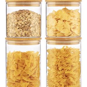 32oz & 21oz - 4 Pack Glass Jars with Bamboo Lids