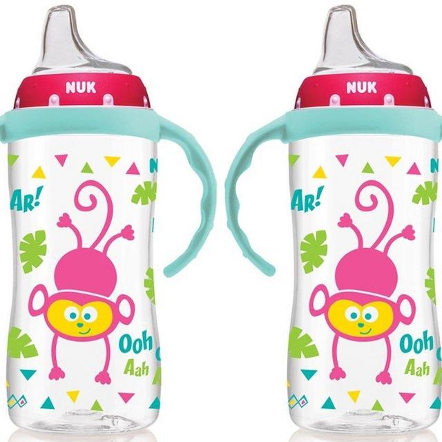 NUK 10 Ounce Jungle Large Learner Cup With Handles, 2 Pack, Girl