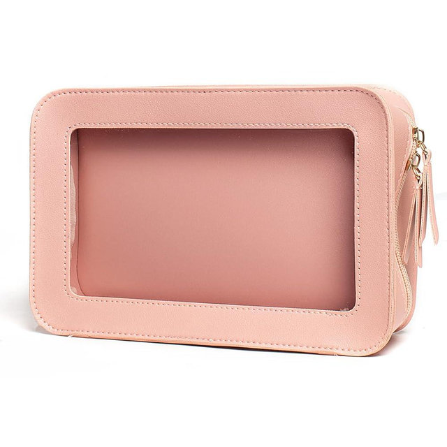 LETGO Clear Makeup Bags, TSA Approved Toiletry Bag with Zipper, Clear Makeup Organizer Fit Carry-on Travel Car Accessories Essentials,Portable Travel Pouch for Women Men (Pink)