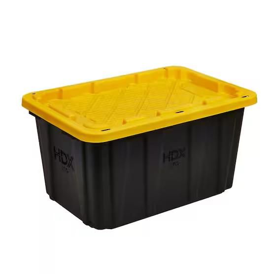 HDX 27 Gal. Tough Storage Tote in Black and Yellow 999-27G-HDX