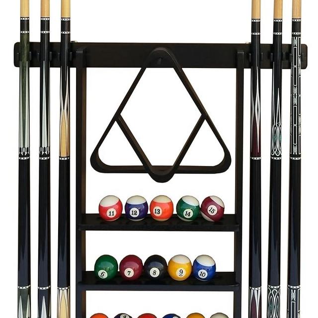 Flintar Wall Mount Cue Rack, Premium Quality Made in TAIWAN, Billiard Pool Cue Stick holder, Real Solid Hardwood, Improved Direct Wall Mounting, Cue Rack Only, Black Finish