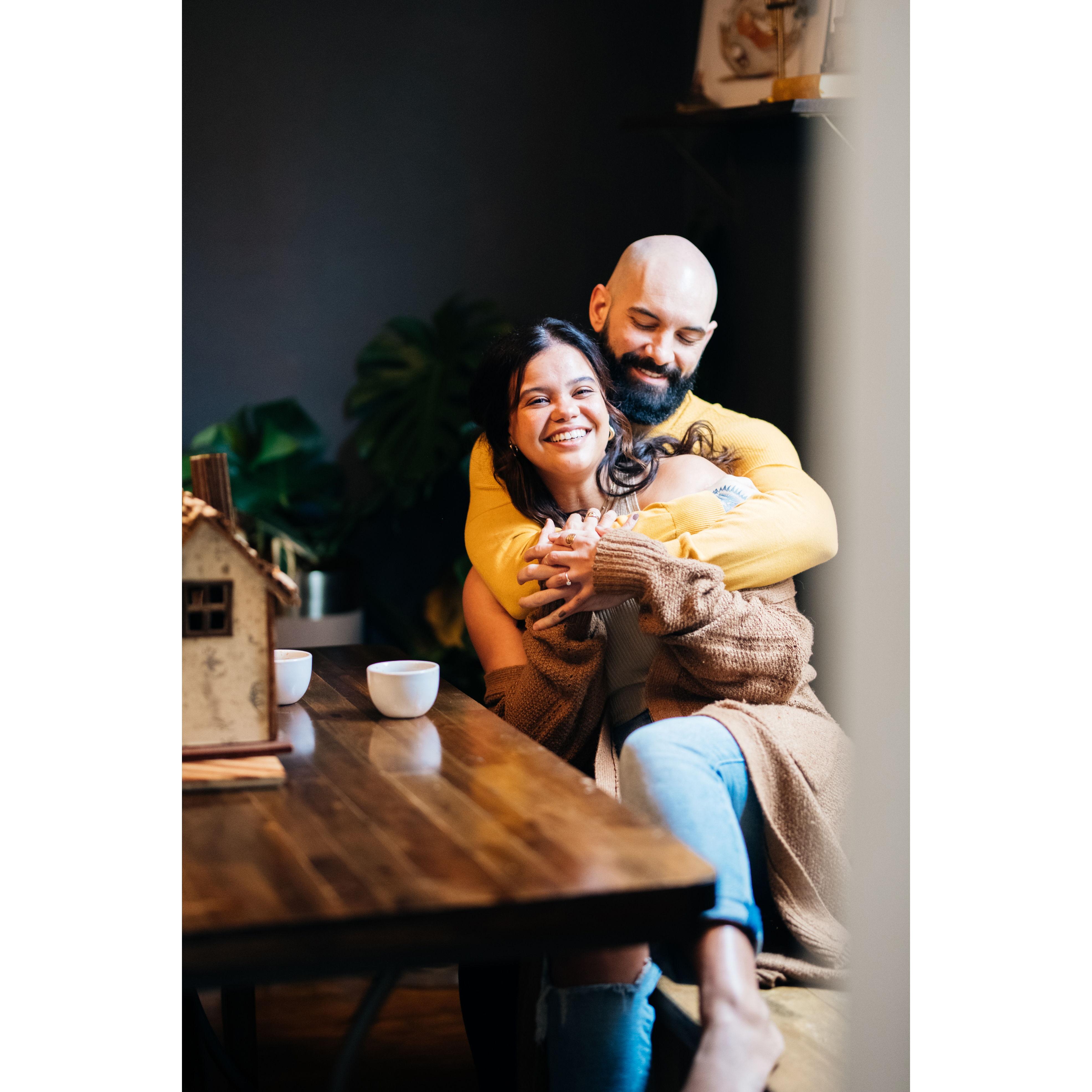 We spend almost every morning at this table drinking coffee and talking about our day.