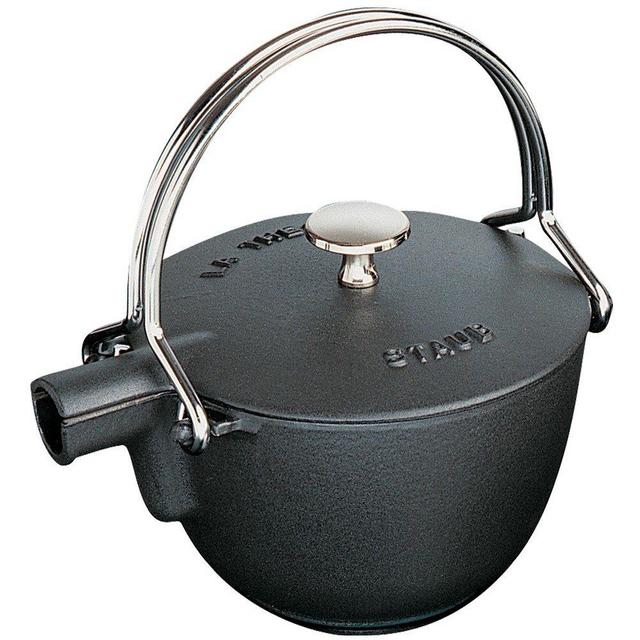 Staub 1650023 Cast Iron Round Tea Kettle, 1-quart, Black Matte