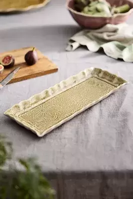 Sand Floral Stoneware Serving Platter