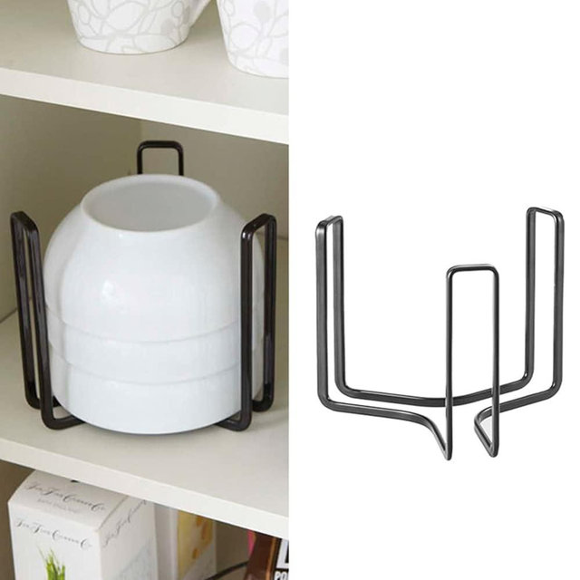 2PCS Dinnerware Bowl Plate Holder ,Bowl Holders Organizer Fit for 6.5 Inches Diameters Bowl, Metal Bowl Storage Dying Display Rack for Kitchen Drawer, Countertop, Cabinet, Shelf, Cupboard(Black）