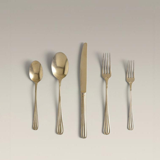 Crescent Four-Person Flatware Settings - Vintage Gold | Flatware | Year & Day