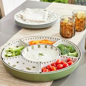 Better Homes & Gardens Bamboo Melamine Chip and Dip Tray, Green