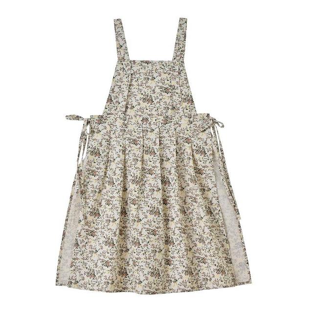 FADUOFA Japanese Cotton Linen Cross Back Apron with Pockets,Fashion Pinafore Dress for Gardening Painting Cleaning Cooking