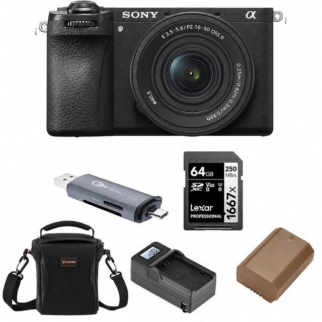 Sony Alpha a6700 APS-C Mirrorless Camera with E PZ 16-50mm f/3.5-5.6 OSS II Lens, Bundle with 64GB SD Card, Extra Battery, Shoulder Bag, Card Reader, Charger, Sony 1 Year Limited Warranty