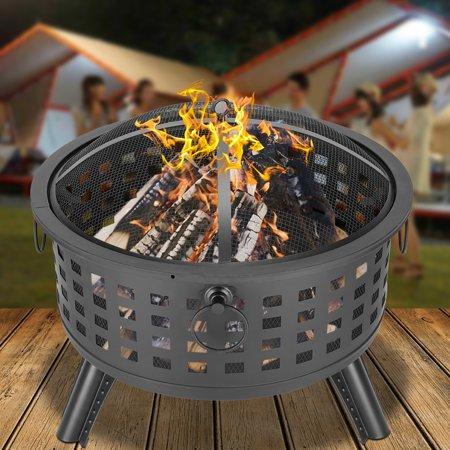 Ktaxon Outdoor 26" Fire Pit Fire Bowl Ceramic Wood Burning Grill Outdoor Firepit /w Cover