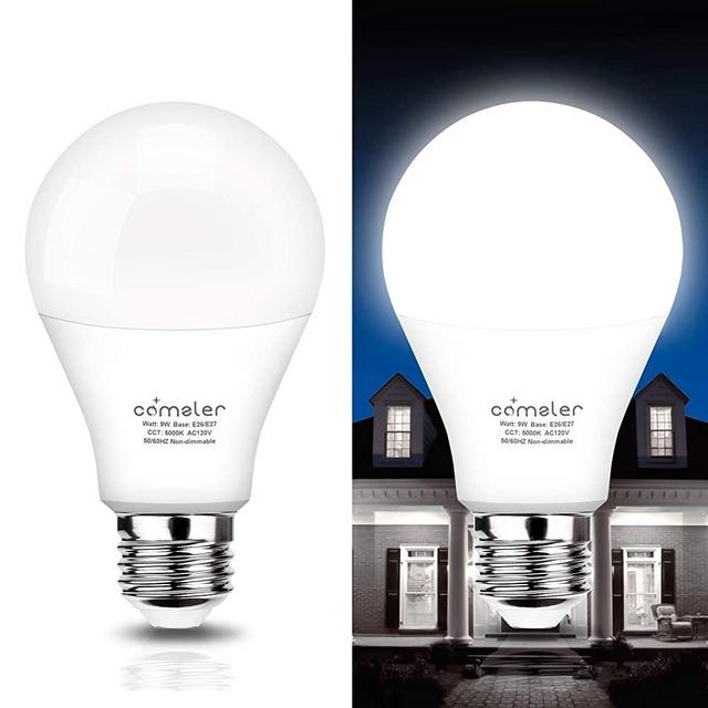 Dusk to Dawn Light Bulb Sensor LED Light Bulbs 9W E26 Automatic On/Off Smart Light Bulb Outdoor Lighting for Yard Patio Porch Garage Garden (Daylight White, 2 Pack)