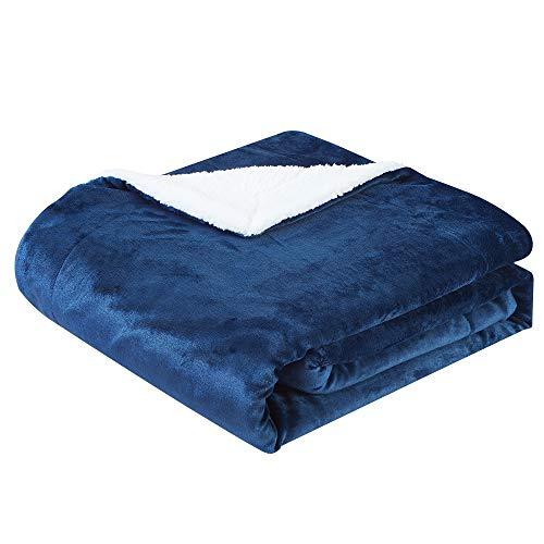 SOCHOW Sherpa Fleece Throw Blanket, Double-Sided Super Soft Luxurious Plush Blanket King Size, Navy Blue
