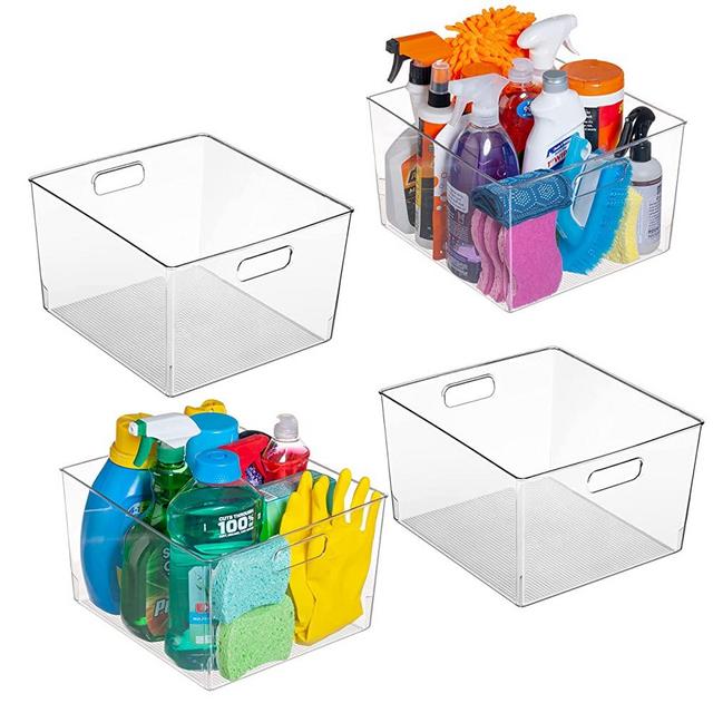 Cleaning Supplies Caddy, Cleaning Supply Organizer with Handle, Plastic  Caddy for Cleaning Products, Under Sink Tool Storage Caddy, White
