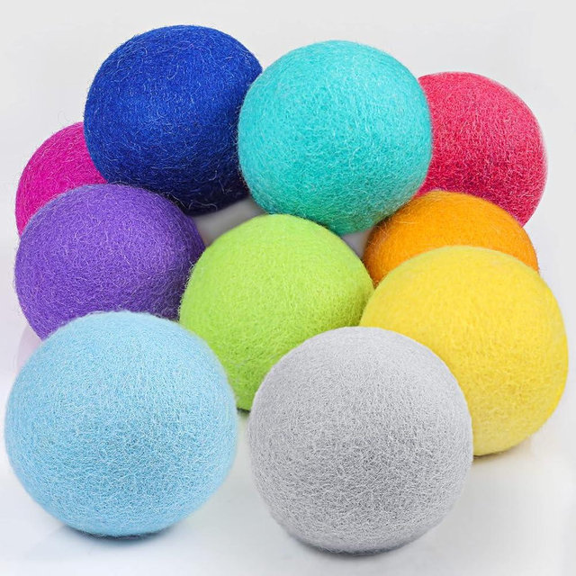 10 Pack Wool Dryer Balls XL 3 Inch Reusable Laundry Balls for Dryer Natural No Lint Fabric Softener Replaces Dryer Sheets Wool Balls for Reduce Wrinkles Save Drying Time Rainbow Blast