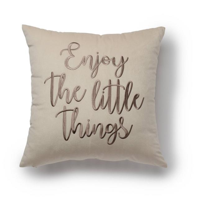 18"x18" Enjoy the Little Things Decorative Throw Pillow Beige - SureFit