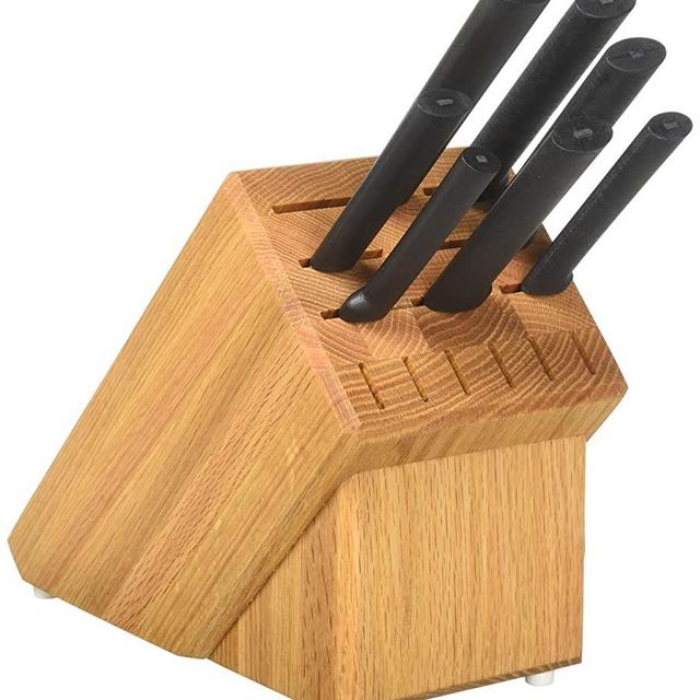 Rada Cutlery G258 Set with Oak Knife Block, Pack of 8, Black Handle