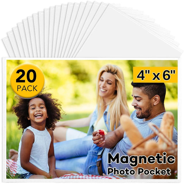YixangDD 20 Pack Magnetic Picture Frame, 4 x 6 Inches Fridge Magnetic Photo Frames, Magnetic Photo Frames for Refrigerator, Home, School, Office (White)