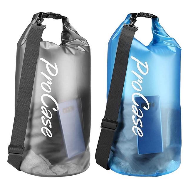 ProCase 2 Pack Floating Waterproof Dry Bag Clear 20Liter, Roll Top Lightweight Waterproof Gear Sack Backpack for Kayaking Boating Fishing Rafting Hiking Swimming Travel Camping Beach