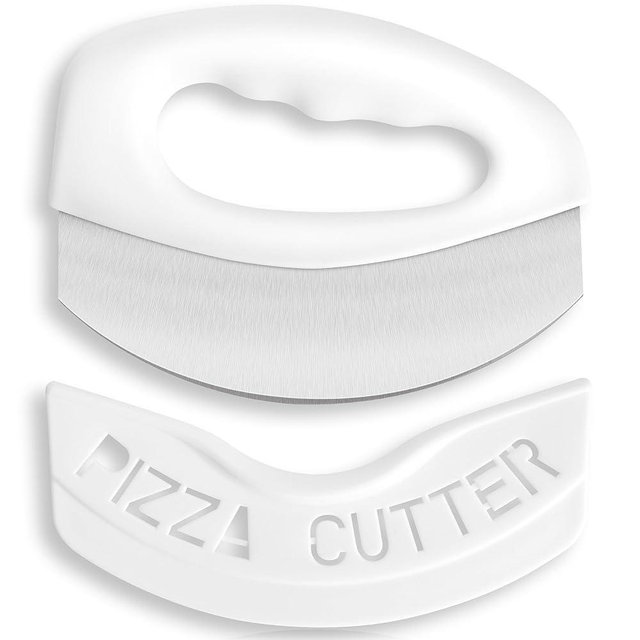 Urbanstrive Heavy Duty Stainless Steel Pizza Cutter with Cover, Super Sharp Blade Pizza Knife Pizza Cutter Rocker, Perfect Kitchen Gadgets for Pizza Cutting Home Essentials, White
