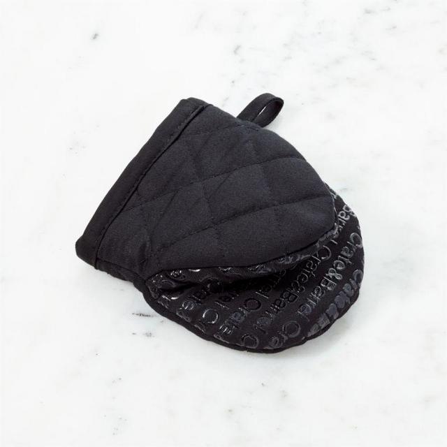 Crate & Barrel Black Mini Oven Mitt with Silicone Grip