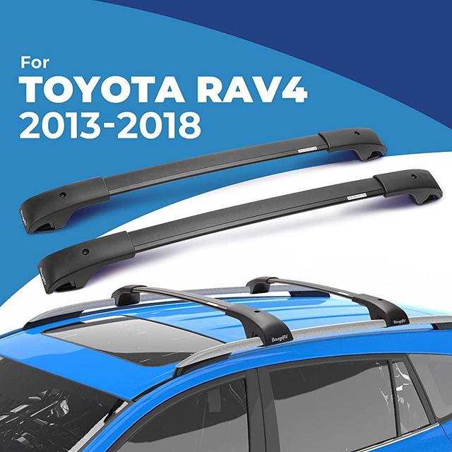 BougeRV Car Roof Rack Cross Bars for 2013-2018 Toyota RAV4 with Side Rails, Aluminum Cross Bar Replacement for Rooftop Cargo Carrier Bag Luggage Kayak Canoe Bike Snowboard Skiboard