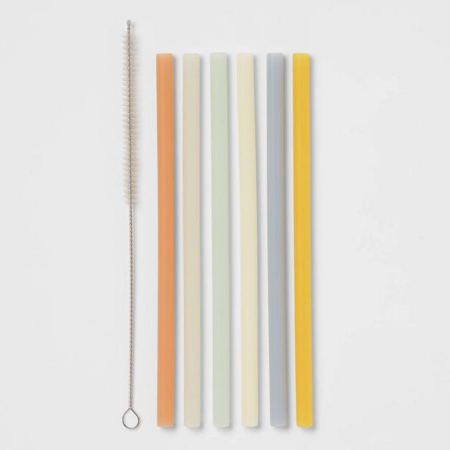 8pc Color Silicon Straw Set with Carrying Case & Cleaning Brush - Threshold™