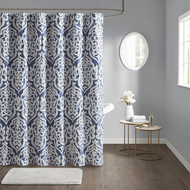 Eliot Jacquard Shower Curtain Navy
