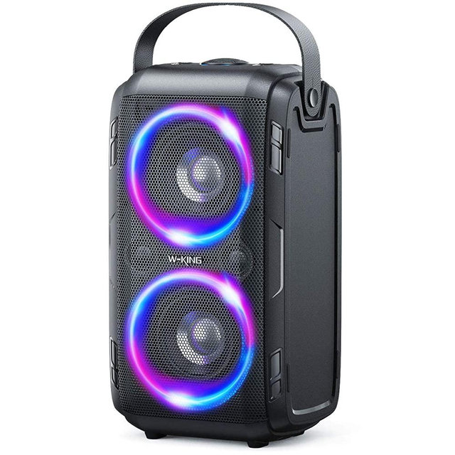 80W(100W Peak) Bluetooth Speaker, W-KING Huge 105dB Sound Portable Wireless TWS Speakers with BassUp Technology, Mixed Color LED Lights, TF Card, USB Playback, Big for Home, Party, Non-Waterproof