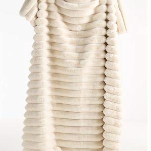 Tipped Puffer Faux Fur Throw Blanket