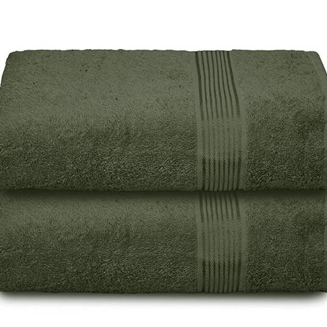 Elvana Home Cotton 2 Pack Oversized Bath Towel Set 28x55 inches, Large Bath Towels, Ultra Absorbant Compact Quickdry & Lightweight Towel, Ideal for Gym Travel Camp Pool - Olive Green
