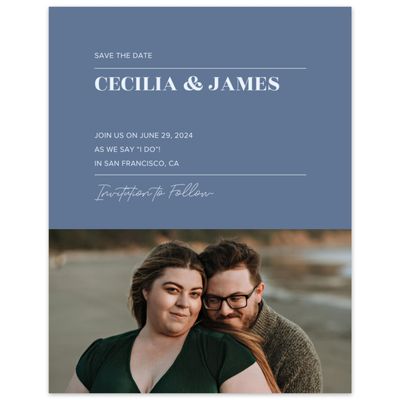 Blue Typography Wedding Digital Save the Date - Valier Photo